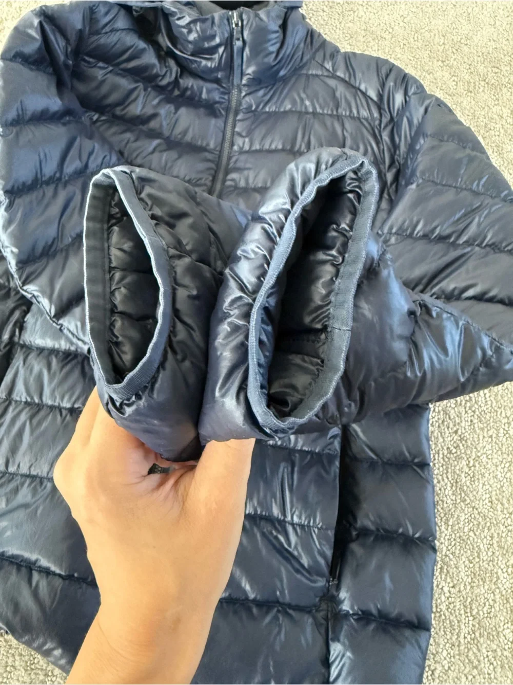 Women’s Uniqlo Ultra Light Down Parka in Navy Blue